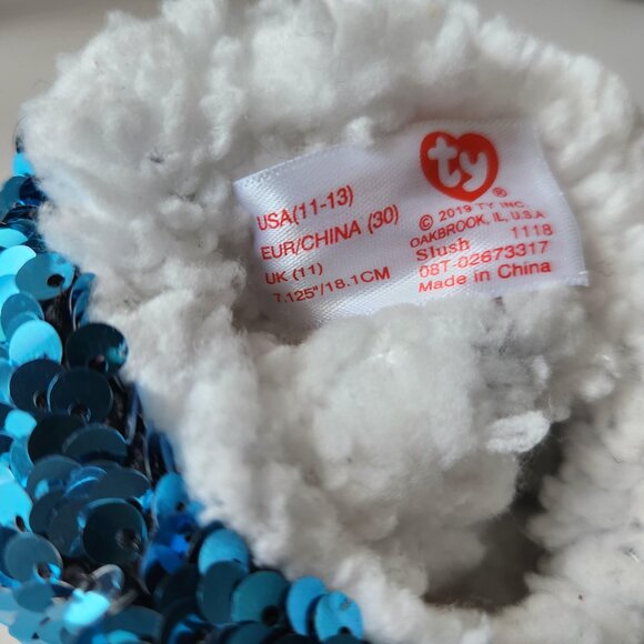 Ty Beanie Boos Slippers – Slush the Husky – Sequin Youth Size 11-13 - Picture 5 of 9